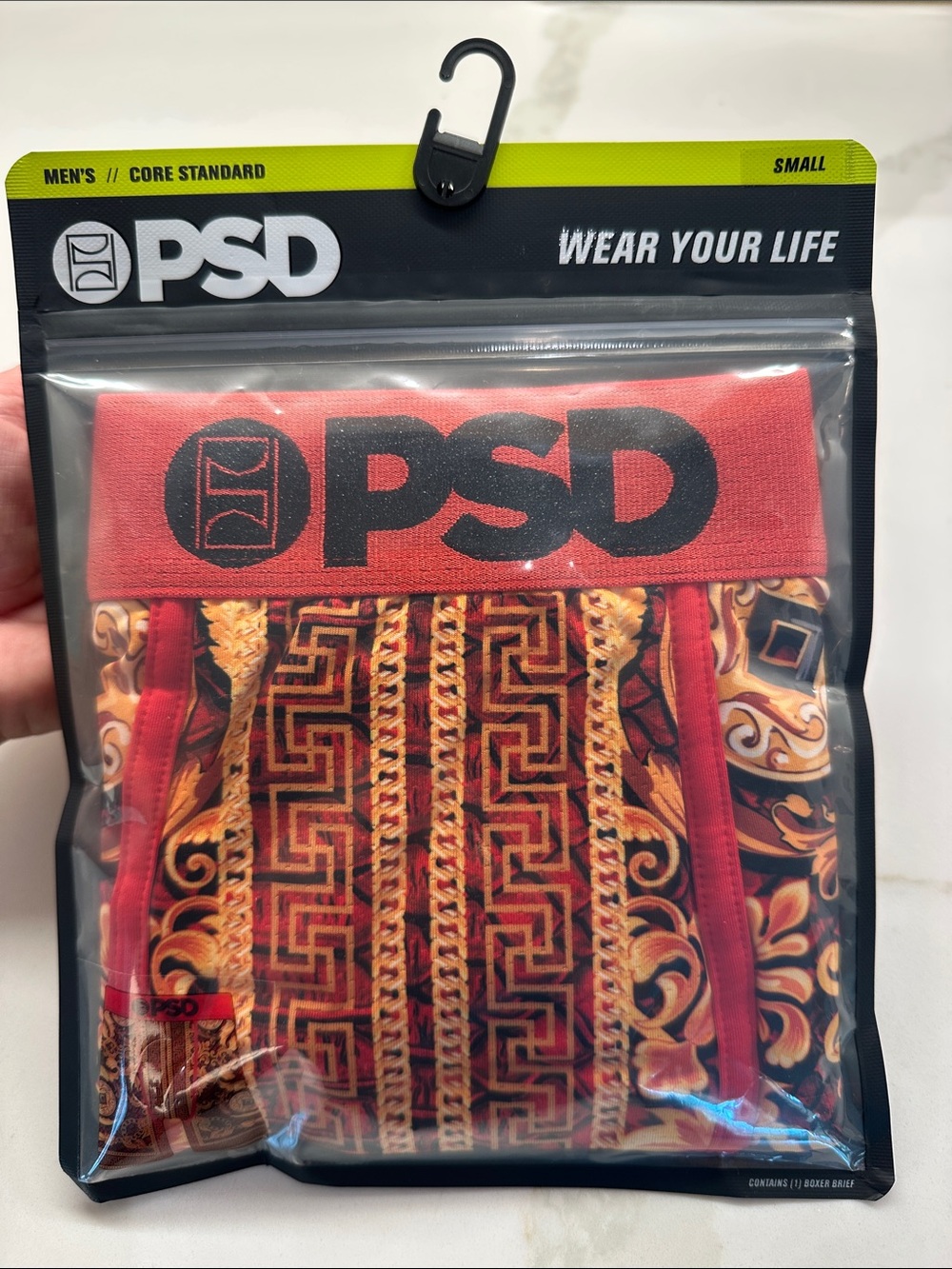 PSD Men’s Red & Gold Baroque Pattern Boxer Briefs